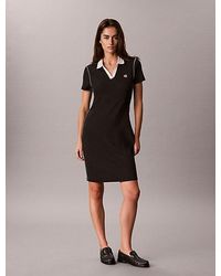 Calvin Klein - Jeans Slim Ribbed Cotton Polo Dress - Lyst
