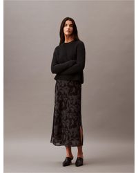 Calvin Klein - Chiffon Botanic Print Midi Skirt - Lyst
