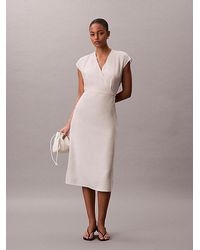 Calvin Klein - Soft Lyocell Linen Midi Dress - Lyst