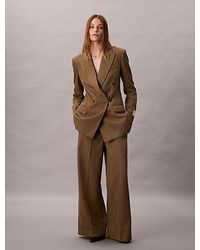 Calvin Klein - Wollen Gabardine-Broek Met Wijde Pijpen - Lyst