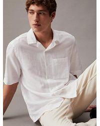 Calvin Klein - Camisa con bolsillo de lino y algodón - Lyst