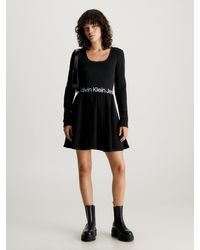 Calvin Klein - Logo Tape Long Sleeve Dress - Lyst