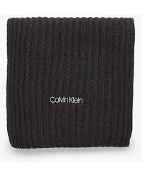 Calvin Klein Oversized Schal aus Bio-Baumwollmischung - Schwarz