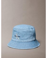 Calvin Klein - Denim Embroidered Monogram Bucket Hat - Lyst