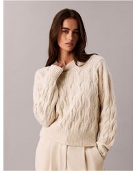 Calvin Klein - Wool Blend Cable Knit Sweater - Lyst