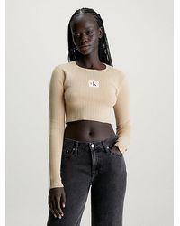 Calvin Klein - Slim Pullover aus gerippter Baumwolle - Lyst