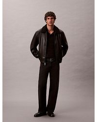 Calvin Klein - Cazadora bomber con cuello sherpa de piel sintética - Lyst