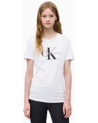 Calvin Klein Logo-print Stretch-cotton T-shirt - White