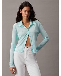 Calvin Klein - Doorzichtig Geribbeld Fitted Overhemd - Lyst