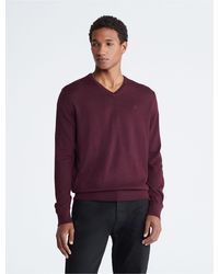 Calvin Klein - Extra Fine Merino Wool Blend V-neck Sweater - Lyst