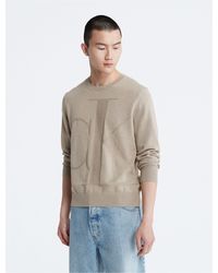 Calvin Klein - Smooth Cotton Monogram Logo Sweater - Lyst