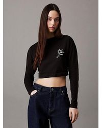 Calvin Klein - Cropped T-Shirt Met Lange Mouwen - Lyst