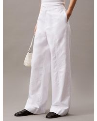 Calvin Klein - Pantalon Doux En Coton Et Lin - Lyst