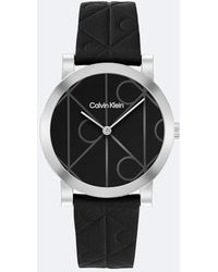 Calvin Klein - All-Over Monogram Leather Strap Watch - Lyst