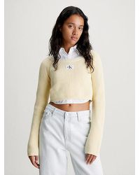 Calvin Klein - Cropped Pullover aus gerippter Baumwolle - Lyst
