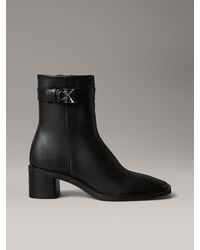 Calvin Klein - Leather Square Toe Zip Ankle Boots - Lyst