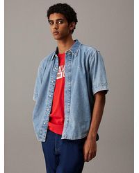 Calvin Klein - Relaxed Denim Overhemd Met Korte Mouwen - Lyst