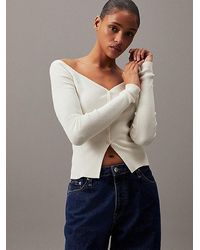 Calvin Klein - Cárdigan slim de canalé de algodón - Lyst