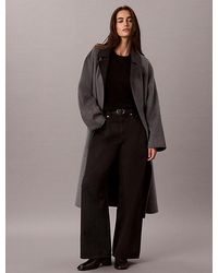Calvin Klein - Melange Wool Blend Wrap Coat - Lyst