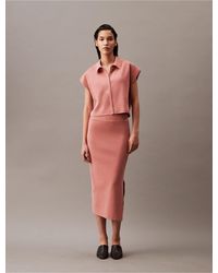 Calvin Klein - Split Hem Midi Skirt - Lyst