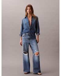 Calvin Klein - Low Rise Distressed Baggy Jeans - Lyst