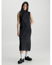 Calvin Klein - Vestido largo lavado de punto de algodón - Lyst