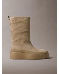 Calvin Klein - Suede Water Repellent Platform Boots - Lyst