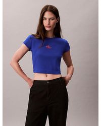 Calvin Klein - Jeans Slim Ribbed Cotton Logo T-Shirt - Lyst