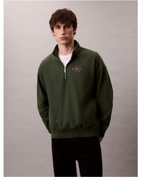 Calvin Klein - Calvin Klein Monologo Premium Terry Quarter Zip Sweatshirt - Lyst