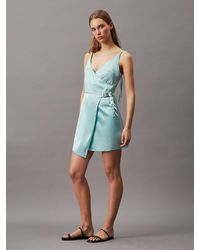 Calvin Klein - Satin Wrapover Slip Dress - Lyst