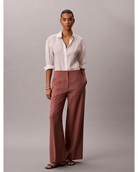 Calvin Klein - Lyocell Linen Blend Dress Trousers - Lyst