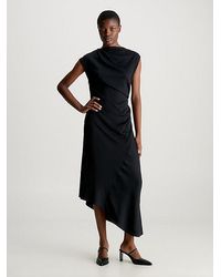 Calvin Klein - Wickel-Midi-Kleid aus Krepp - Lyst