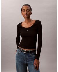 Calvin Klein - Top A Manica Lunga - Lyst