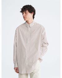 Calvin Klein Oversized Striped Button Down Shirt - White