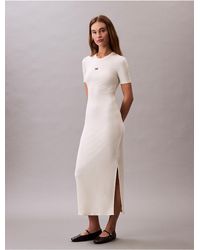 Calvin Klein - Calvin Klein Modal Stretch Rib Midi Dress - Lyst