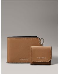 Calvin Klein - Refined Saffiano Leather Bifold Wallet + Airpods Case Gift Set - Lyst