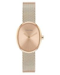 Calvin Klein - Euphoria Rose Plated Steel Oval Watch - Lyst
