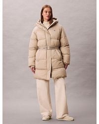 Calvin Klein - Pufferjack Met Capuchon En Riem Met Logo - Lyst