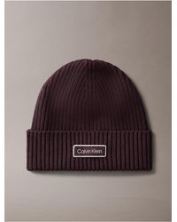 Calvin Klein - Logo Patch Rib Beanie - Lyst
