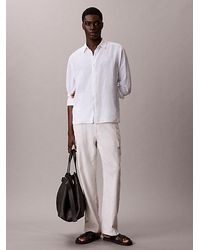 Calvin Klein - Solid Linen Blend Classic Shirt - Lyst