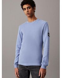 Calvin Klein - Slim Wafel-T-Shirt Met Lange Mouwen - Lyst