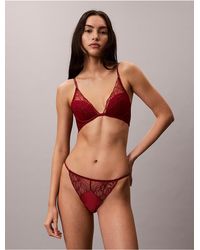 Calvin Klein - Ck Floral Lace Lightly Lined Plunge Bra - Lyst
