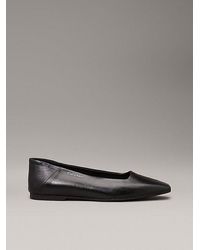 Calvin Klein - Leren Ballerina's Met Vierkante Neus - Lyst