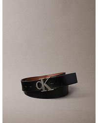 Calvin Klein - Omkeerbare Volnerf Leren Riem Met Logo - Lyst