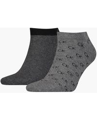 Calvin Klein - 2 Pack Logo Ankle Socks - - Grey - Men - 39-42 - Lyst