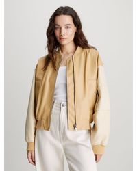 Calvin Klein - Relaxed Leather Bomber Jacket - Lyst