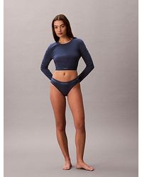Calvin Klein - Cropped Lounge T-Shirt Cotton Stretch Rib - Lyst