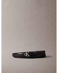 Calvin Klein - Skinny Leather Monogram Logo Belt - Lyst