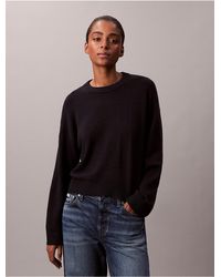 Calvin Klein - Calvin Klein Smooth Cotton Relaxed Monogram Logo Sweater - Lyst