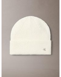 Calvin Klein - Wool Blend Monogram Beanie - Lyst